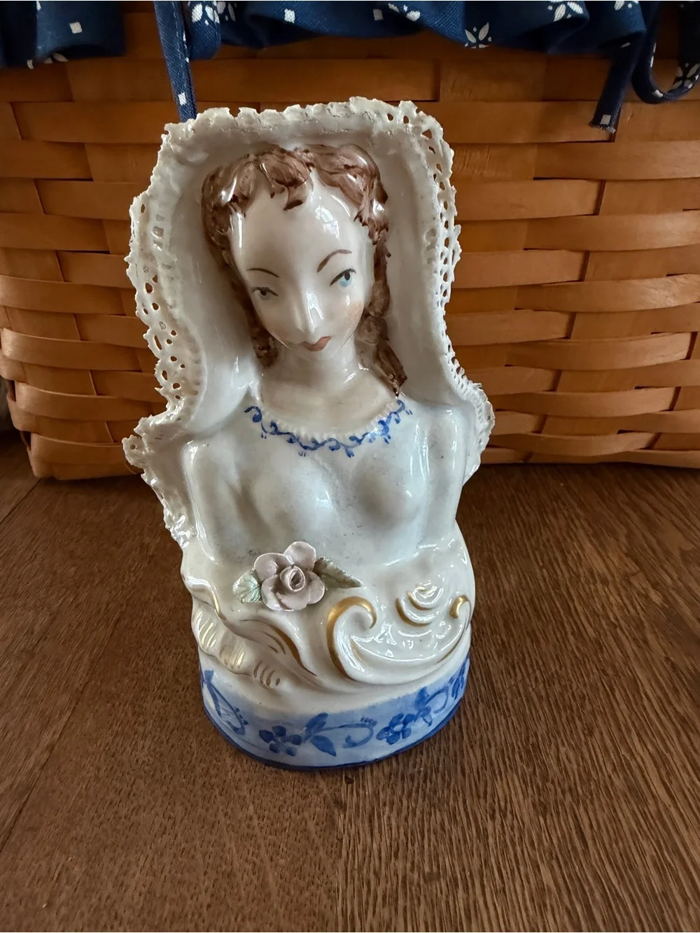 Vintage Lady Figurine with Laced Accents